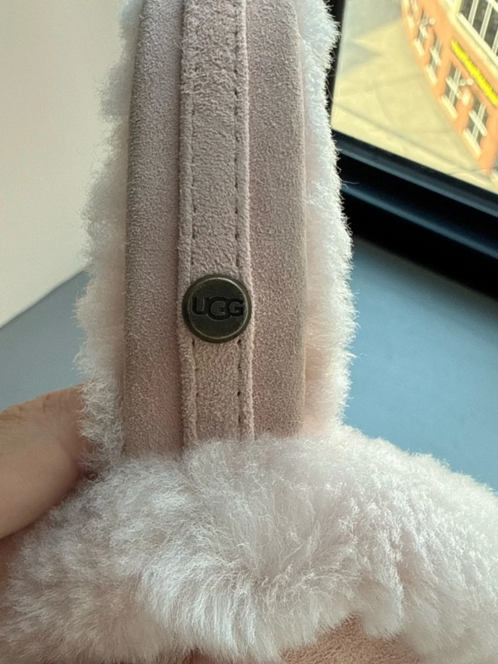 UGG Plush Faux-Fur Earmuffs in Light Pink